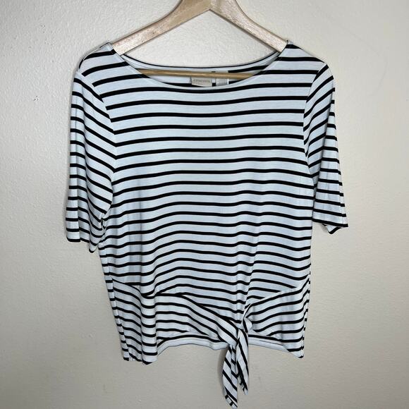 Chico's Black White Stripe Rayon Top Skirt 1 (8) - Picture 3 of 13